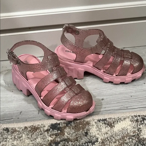 Mini Melissa Shoes Mini Melissa Sparkly Pink Megan Sandals